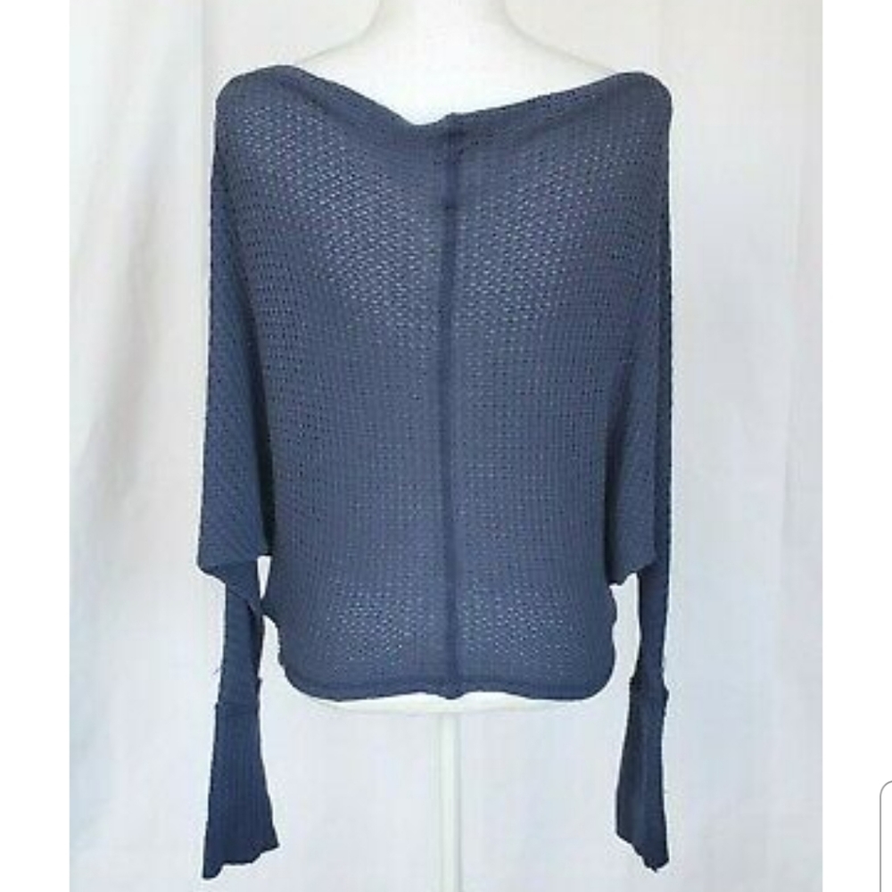Free People Navy Blue Drippy Mercury Tee Top XS - Picture 4 of 6